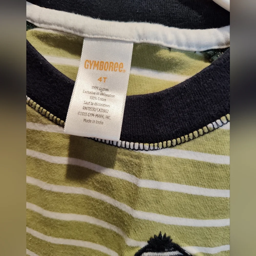 Gymboree 4T Green Striped Dog Shirt